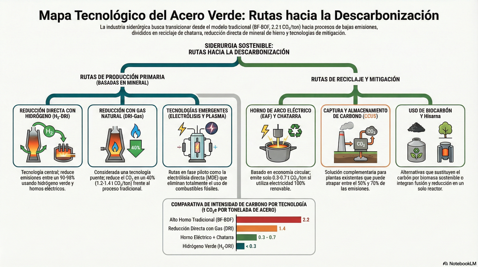 Tecnologías de producción del acero verde