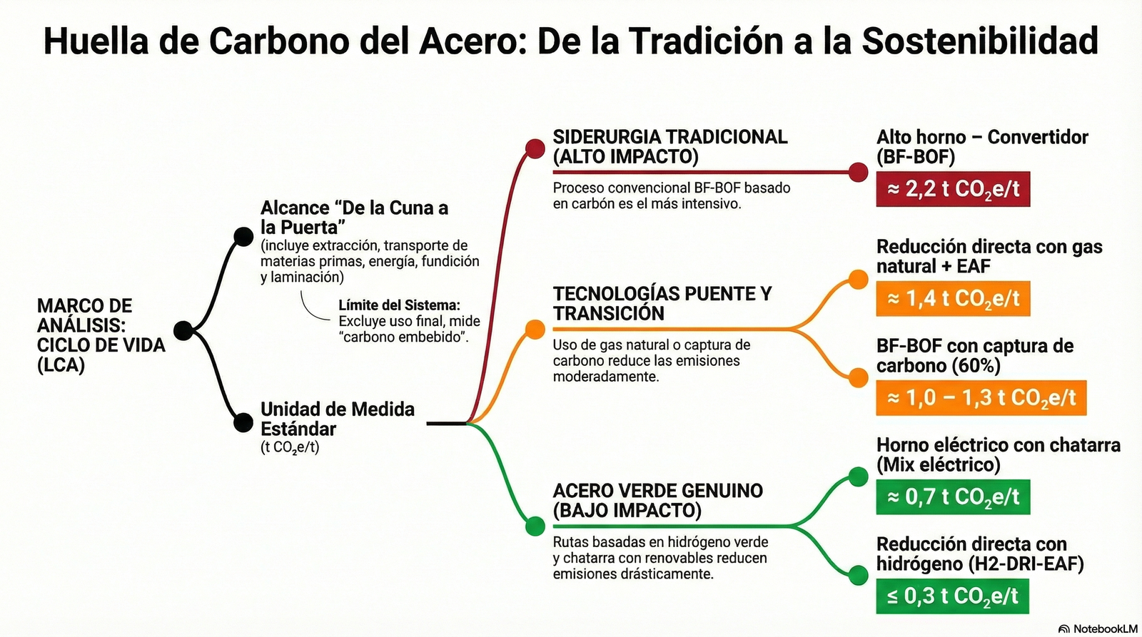 Análisis de ciclo de vida y huella de carbono: acero verde vs acero convencional